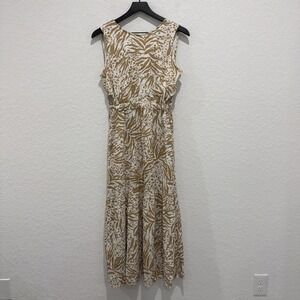 Sincerely Jules Cotton Flax Viscose Blend Midi Dress Cut Outs Sleeveless Size Sm
